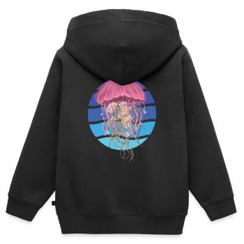 Ozean-Quallen-Kunst-Ozean-Leben-Unterwasserseetier - Kinder Premium Organic Zip Hoodie - Schwarz - Hinten - AI Model Kid Male (0cm)