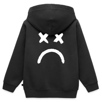 Smiley Crossed Eyed Sad Smiley - Kinder Premium Organic Zip Hoodie - Schwarz - Hinten - AI Model Kid Male (0cm)