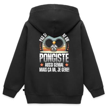 tennis de table - Sweat Premium à capuche zippé enfant bio - noir - Dos - AI Model Kid Male (0cm)