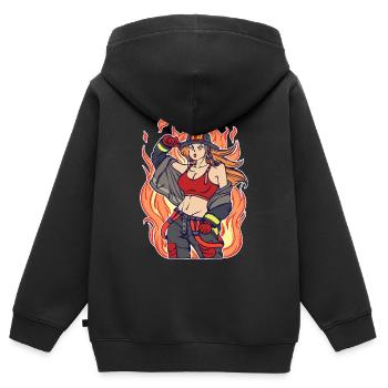 Freiwillige Feuerwehr Feuer Brennen Lebensretter - Kinder Premium Organic Zip Hoodie - Schwarz - Hinten - AI Model Kid Male (0cm)