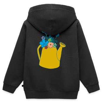 giesskanne senffarben - Kinder Premium Organic Zip Hoodie - Schwarz - Hinten - AI Model Kid Male (0cm)