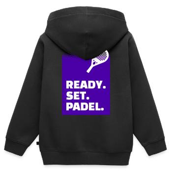 Padelspiel Statement Training Turnier Racket Padel - Kinder Premium Organic Zip Hoodie - Schwarz - Hinten - AI Model Kid Male (0cm)