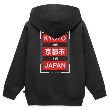 Kyoto Japan Blocks Motiv - Kinder Premium Organic Zip Hoodie - Schwarz - Hinten - AI Model Kid Male (0cm)