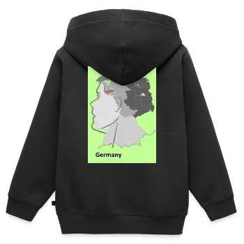 Deutschlandkarte mit Farbverlauf und Flaggen - Kinder Premium Organic Zip Hoodie - Schwarz - Hinten - AI Model Kid Male (0cm)