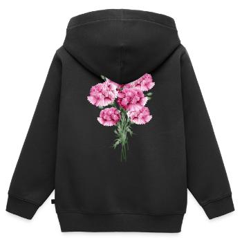 fascinant bouquet rose d’œillets - Sweat Premium à capuche zippé enfant bio - noir - Dos - AI Model Kid Male (0cm)