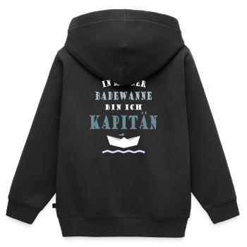 IN MEINER BADEWANNE BIN ICH KAPITÄN - Kinder Premium Organic Zip Hoodie - Schwarz - Hinten - AI Model Kid Male (0cm)