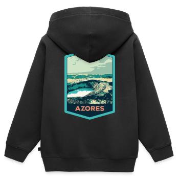 Wappen Lagune 7 Städte, S. Miguel, Azoren Portugal - Kinder Premium Organic Zip Hoodie - Schwarz - Hinten - AI Model Kid Male (0cm)
