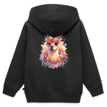 Lama - Kinder Premium Organic Zip Hoodie - Schwarz - Hinten - AI Model Kid Male (0cm)