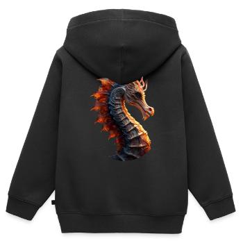 Hippocampe - Sweat Premium à capuche zippé enfant bio - noir - Dos - AI Model Kid Male (0cm)