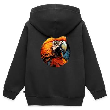 Papagei - Kinder Premium Organic Zip Hoodie - Schwarz - Hinten - AI Model Kid Male (0cm)