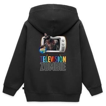 Télévision Zombie TV Zombie - Sweat Premium à capuche zippé enfant bio - noir - Dos - AI Model Kid Male (0cm)
