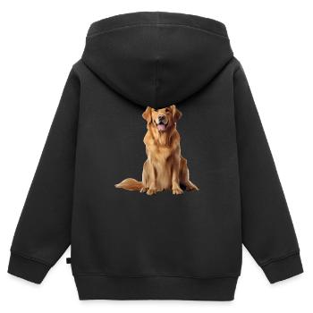 Golden Retriever - Kinder Premium Organic Zip Hoodie - Schwarz - Hinten - AI Model Kid Male (0cm)