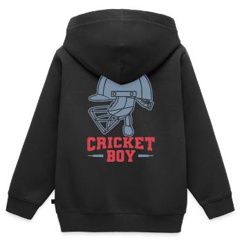 Cricket Boys - Kids Premium Organic Zip-up Hoodie - black - Back - AI Model Kid Male (0cm)