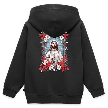 Jesus Christus - Kinder Premium Organic Zip Hoodie - Schwarz - Hinten - AI Model Kid Male (0cm)