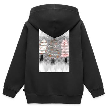 Festliche Weihnachtsbaum-Dekorationen - Kinder Premium Organic Zip Hoodie - Schwarz - Hinten - AI Model Kid Male (0cm)