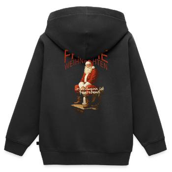 Weihnachtsman sitzt auf der toilette - Kinder Premium Organic Zip Hoodie - Schwarz - Hinten - AI Model Kid Male (0cm)