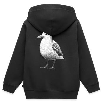Bonnet Seagull de la mer du Nord Bonnet noir blanc - Sweat Premium à capuche zippé enfant bio - noir - Dos - AI Model Kid Male (0cm)