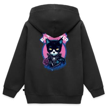 Gothic Katze - Kinder Premium Organic Zip Hoodie - Schwarz - Hinten - AI Model Kid Male (0cm)