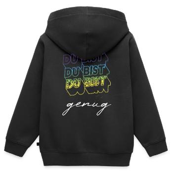 Du bist genug - Du bist toll so wie du bist - Mut - Kinder Premium Organic Zip Hoodie - Schwarz - Hinten - AI Model Kid Male (0cm)