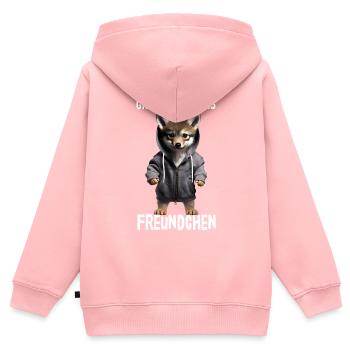 Ganz Dünnes Eis Freundchen Coyote - Kinder Premium Organic Zip Hoodie - Rosa - Hinten - AI Model Kid Female (0cm)