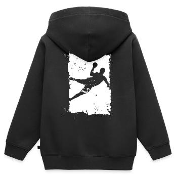 Illustration de destruction d’explosion de lancer de handball - Sweat Premium à capuche zippé enfant bio - noir - Dos - AI Model Kid Male (0cm)