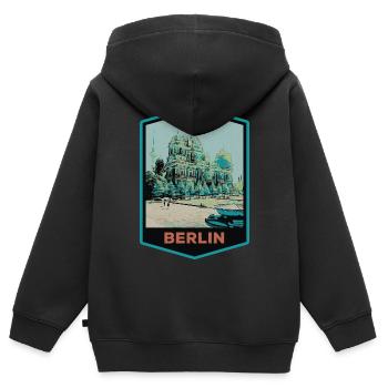 Illustration Dom des Berliner Doms - Kinder Premium Organic Zip Hoodie - Schwarz - Hinten - AI Model Kid Male (0cm)