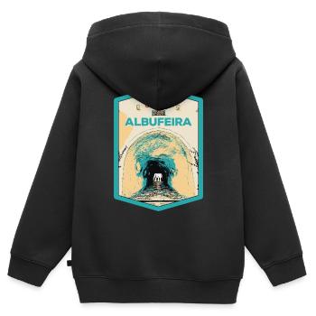 Illustration des Tunnels zum Strand von Albufeira - Kinder Premium Organic Zip Hoodie - Schwarz - Hinten - AI Model Kid Male (0cm)