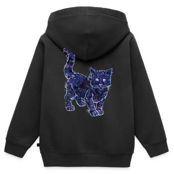 Mystische Katze Kater Galaxytier Sternzeichen - Kinder Premium Organic Zip Hoodie - Schwarz - Hinten - AI Model Kid Male (0cm)