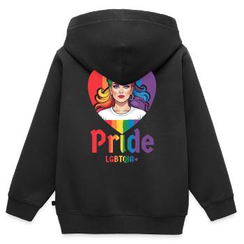 Fierté LGBT - Sweat Premium à capuche zippé enfant bio - noir - Dos - AI Model Kid Male (0cm)