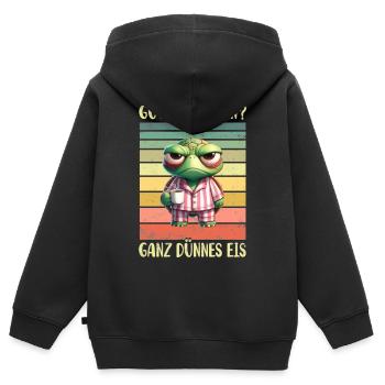 Schildkröte Morgenmuffel - Kinder Premium Organic Zip Hoodie - Schwarz - Hinten - AI Model Kid Male (0cm)