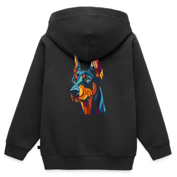 Dobermann Hundekopf - Kinder Premium Organic Zip Hoodie - Schwarz - Hinten - AI Model Kid Male (0cm)