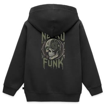 neurofunk tête de mort cyborg drum and bass music - Sweat Premium à capuche zippé enfant bio - noir - Dos - AI Model Kid Male (0cm)