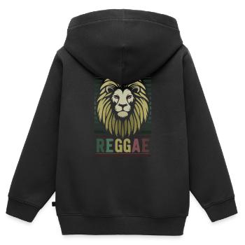 Reggae-Musik erobert den Löwen - Kinder Premium Organic Zip Hoodie - Schwarz - Hinten - AI Model Kid Male (0cm)