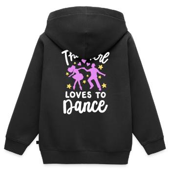 Tanzen Tanzpaar - Kinder Premium Organic Zip Hoodie - Schwarz - Hinten - AI Model Kid Male (0cm)