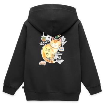 😽Süße gemütliche Katze entzückende entspannende Selbstliebe - Kinder Premium Organic Zip Hoodie - Schwarz - Hinten - AI Model Kid Male (0cm)