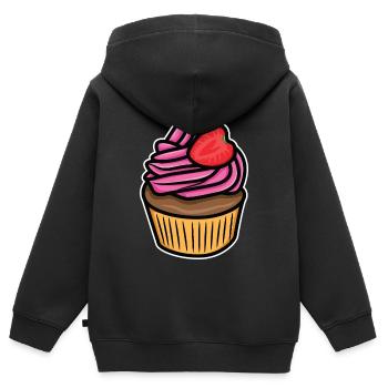 Torte Zeichnung - Kinder Premium Organic Zip Hoodie - Schwarz - Hinten - AI Model Kid Male (0cm)