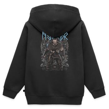 Njörðr - Norse god of the sea and wealth - Kids Premium Organic Zip-up Hoodie - black - Back - AI Model Kid Male (0cm)