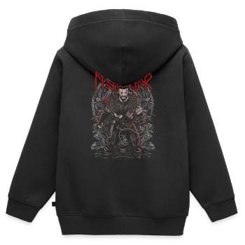 Njörðr - Norse god of the sea and wealth - Kids Premium Organic Zip-up Hoodie - black - Back - AI Model Kid Male (0cm)