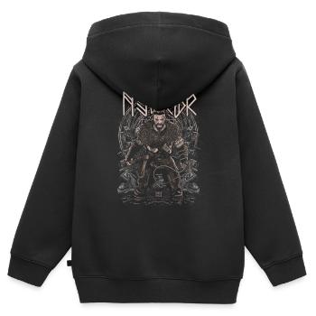 Njörðr - Norse god of the sea and wealth - Kids Premium Organic Zip-up Hoodie - black - Back - AI Model Kid Male (0cm)
