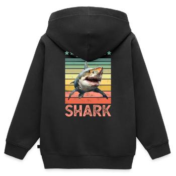 Requin Requin - Sweat Premium à capuche zippé enfant bio - noir - Dos - AI Model Kid Male (0cm)