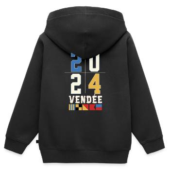 Régate autour du globe Vendée 2024 - Sweat Premium à capuche zippé enfant bio - noir - Dos - AI Model Kid Male (0cm)