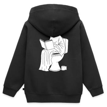 La pause du fantôme - Sweat Premium à capuche zippé enfant bio - noir - Dos - AI Model Kid Male (0cm)