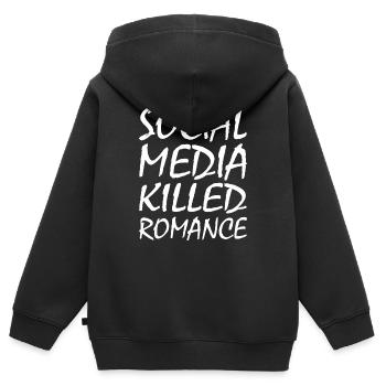 social media killed romance - Sweat Premium à capuche zippé enfant bio - noir - Dos - AI Model Kid Male (0cm)