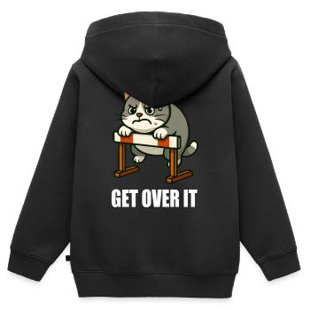 Motivation Katze Hürden Hürdenläufer Spruch - Kinder Premium Organic Zip Hoodie - Schwarz - Hinten - AI Model Kid Male (0cm)