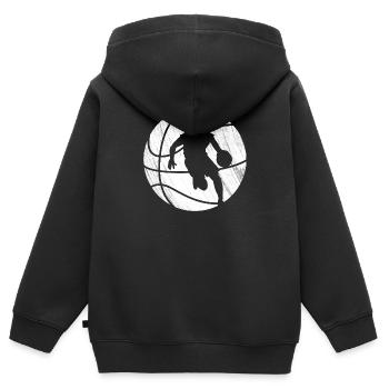 Basketball - Dunks, Dribbles et Slams - Sweat Premium à capuche zippé enfant bio - noir - Dos - AI Model Kid Male (0cm)