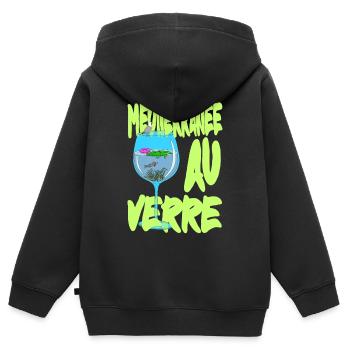 Méditerranée au Verre - Suréalisme petiteToulon - Sweat Premium à capuche zippé enfant bio - noir - Dos - AI Model Kid Male (0cm)