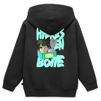Hyeres en Boite - Sweat Premium à capuche zippé enfant bio - noir - Dos - AI Model Kid Male (0cm)