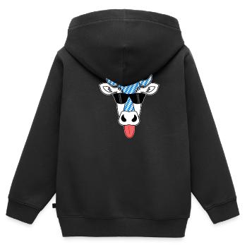 Vache Bavaroise fraîche - Sweat Premium à capuche zippé enfant bio - noir - Dos - AI Model Kid Male (0cm)