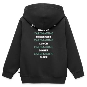 Tägliches Design der Kartenherstellungsroutine - Kinder Premium Organic Zip Hoodie - Schwarz - Hinten - AI Model Kid Male (0cm)