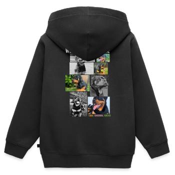 Collage de voix de chien - Sweat Premium à capuche zippé enfant bio - noir - Dos - AI Model Kid Male (0cm)